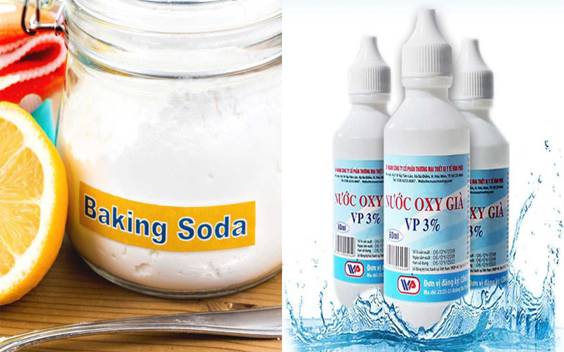 Cách làm sạch vết ố trên đệm tại nhà bằng cách dùng banking soda hoặc nước oxi già