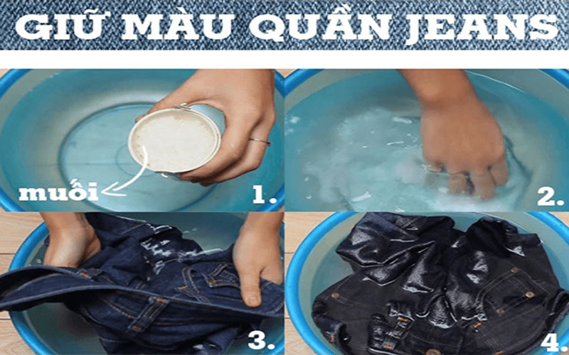 Cách giữ quần jean không bị phai màu là dùng với muối 