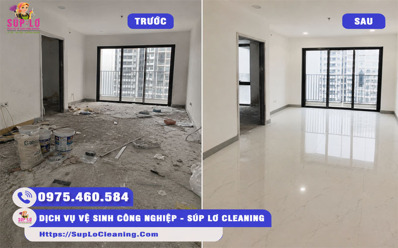 Hình ảnh trước và sau khi dọn dẹp sau công trình 