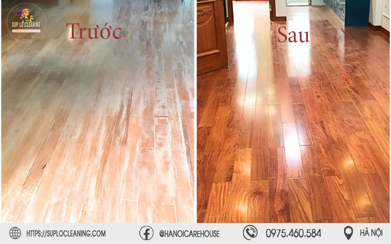 Sự thay đổi ấn tượng của sàn gỗ trước và sau khi được xử lý làm mới chuyên nghiệp