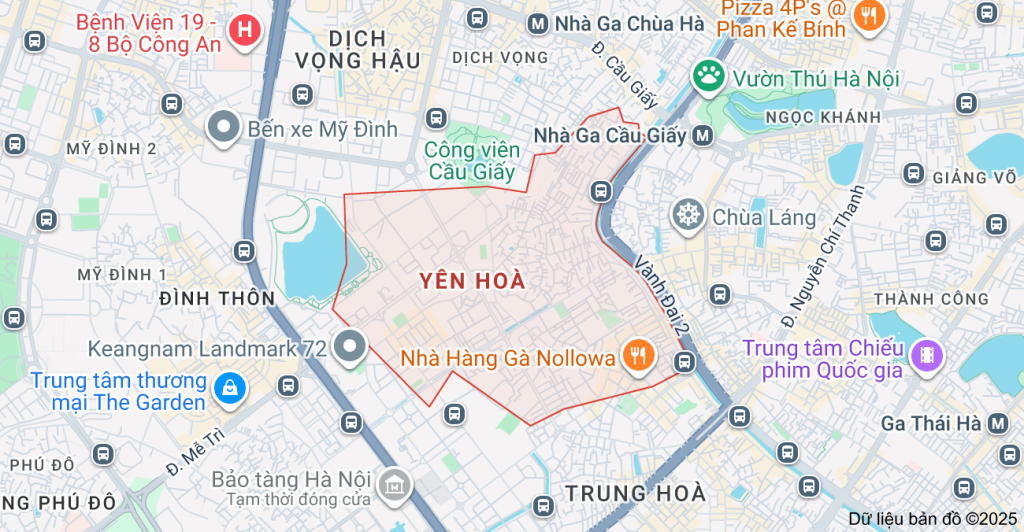 Bản đồ phường Yên Hòa – Khu vực phục vụ bởi Súp Lơ Cleaning