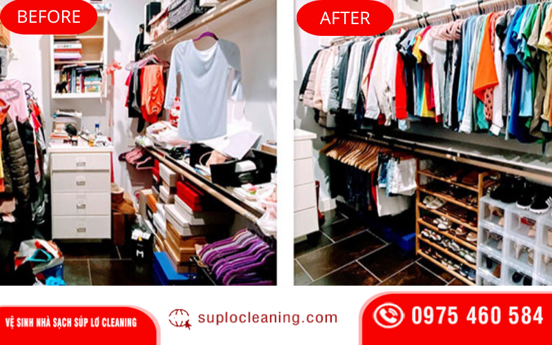 Trước và sau khi gấp quần áo tại phường Ngọc Hà