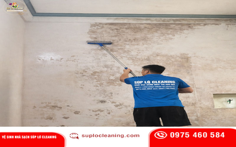 Quy trình tẩy mốc tường nhà tại Ba Đình của Súp Lơ Cleaning