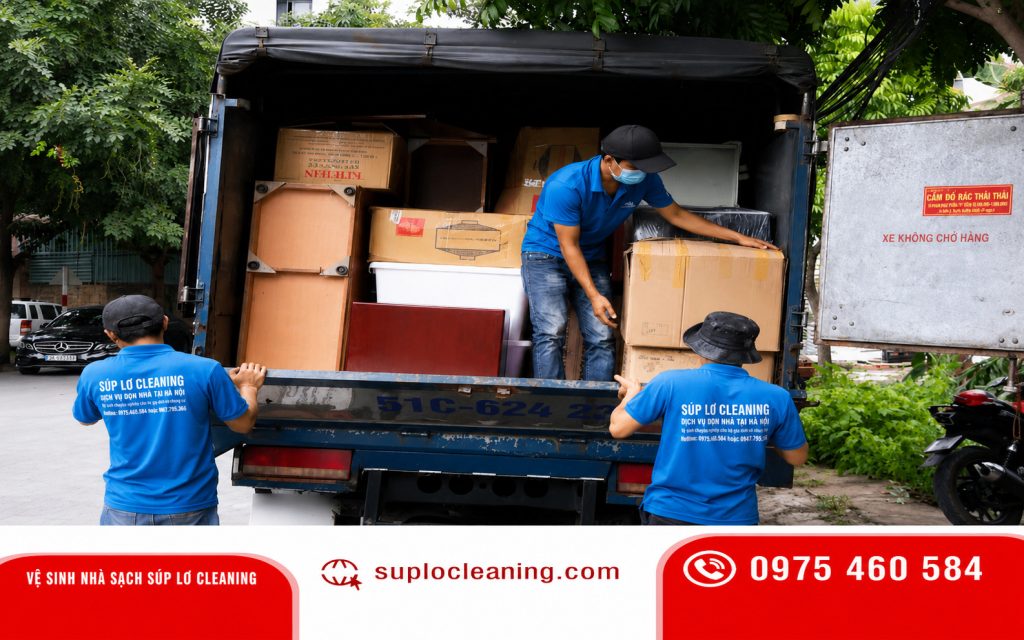 Xe tải chuyên dụng Súp Lơ Cleaning phục vụ chuyển nhà trọn gói tại Hà Nội