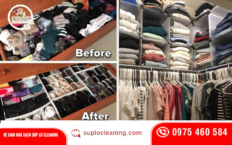 Quần áo gấp gọn giúp không gian sống trở nên thoáng hơn.