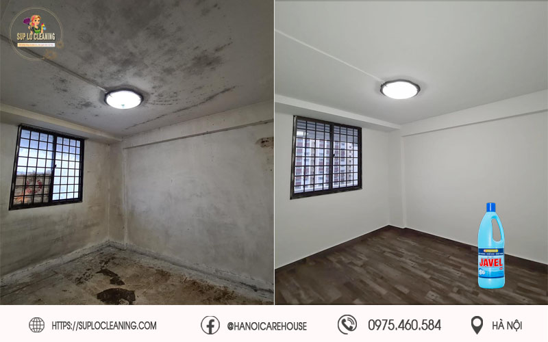 Tẩy nấm mốc trên tường bằng nước tẩy Javen