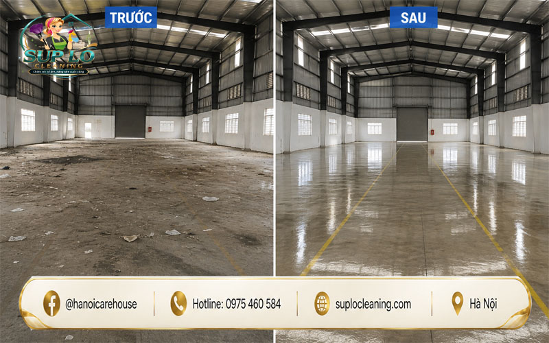 Hình ảnh trước và sau khi vệ sinh nhà xưởng tại Hà Nội