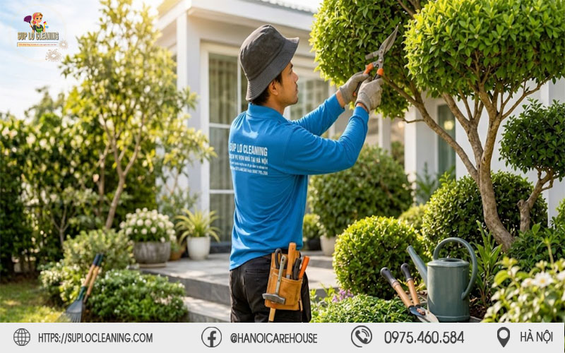 Quy trình thợ Súp Lơ Cleaning thi công cắt tỉa cây xanh tại Giảng Võ đúng kỹ thuật