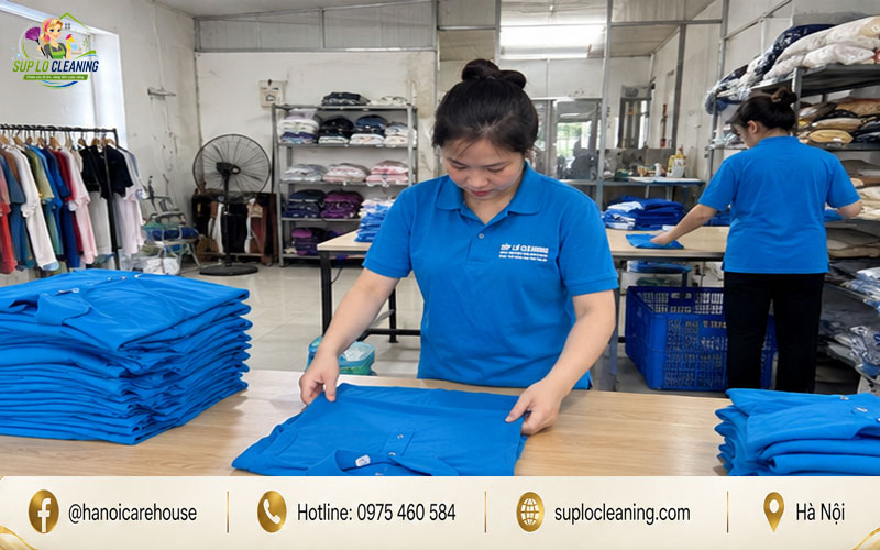 Chuyên gia Súp Lơ Cleaning thực hiện dịch vụ gấp quần áo tại Yên Hòa cực kỳ ngăn nắp