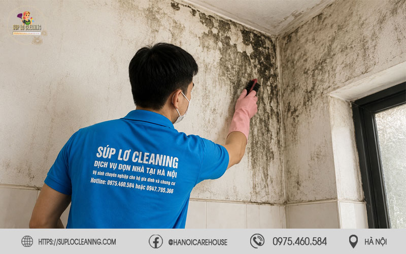 Tẩy mốc tường tại phường Lĩnh Nam cho nhà ở bị ẩm mốc lâu ngày