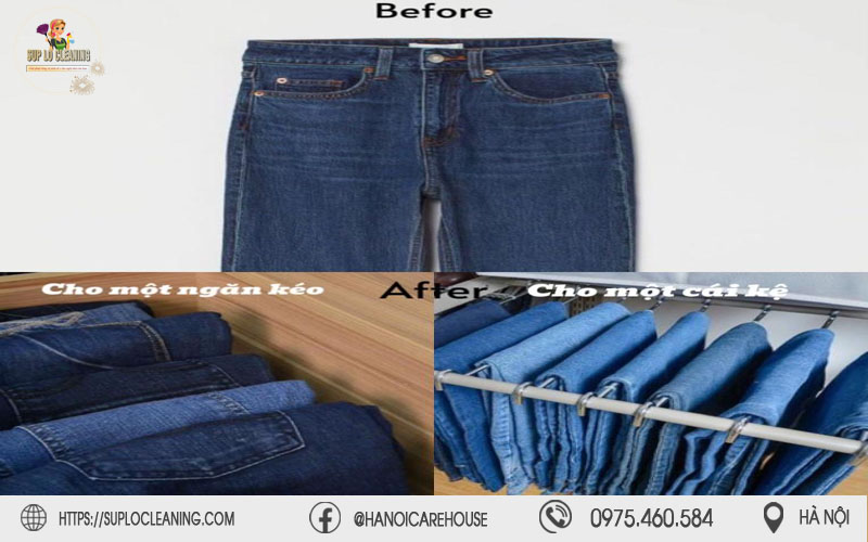 Hướng dẫn các bước gấp quần jean cơ bản giúp tủ đồ ngăn nắp và chỉn chu hơn