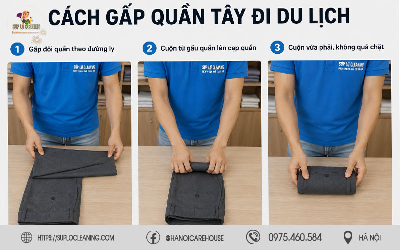 Cách gấp quần tây đi du lịch nhanh gọn