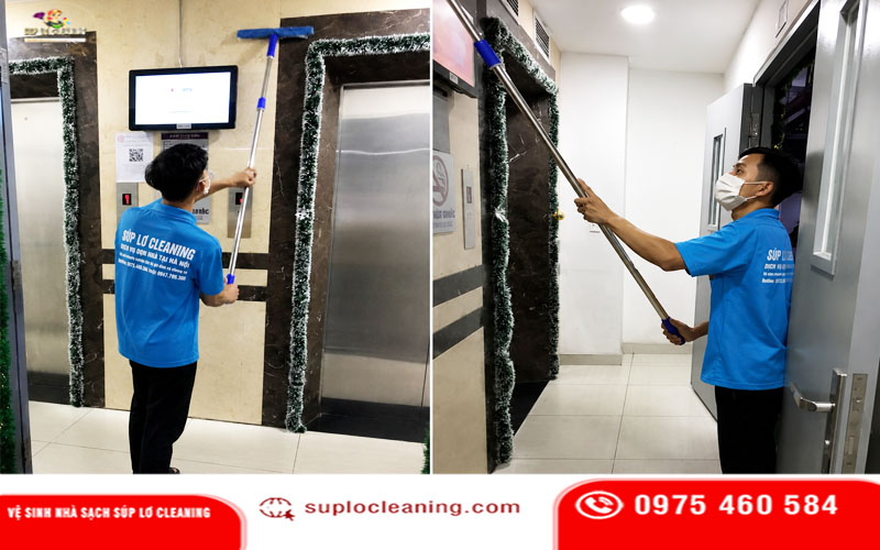 Nhân viên làm sạch thang máy chung cư chuyên nghiệp tại Hà Nội - Súp Lơ Cleaning