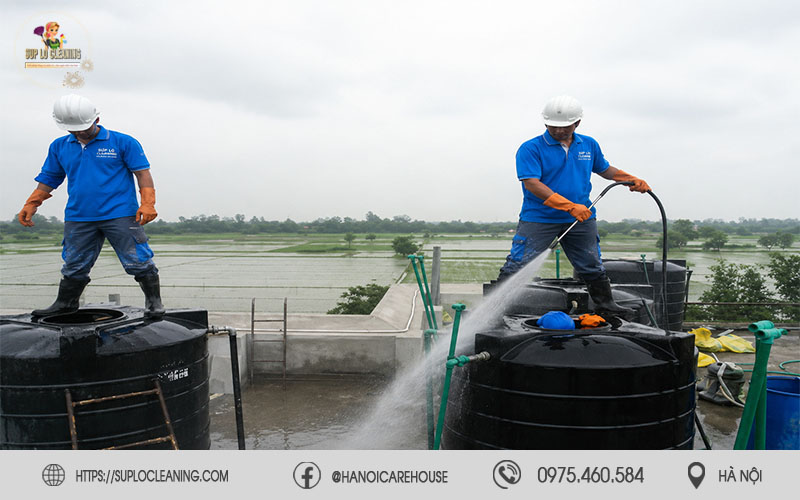 Bể nước sạch sau khi hoàn thành quy trình thau rửa của Súp Lơ Cleaning.
