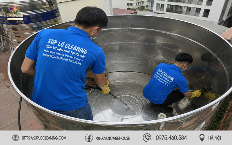 Thi công thau rửa bể nước sạch sâu tại quận Thanh Xuân