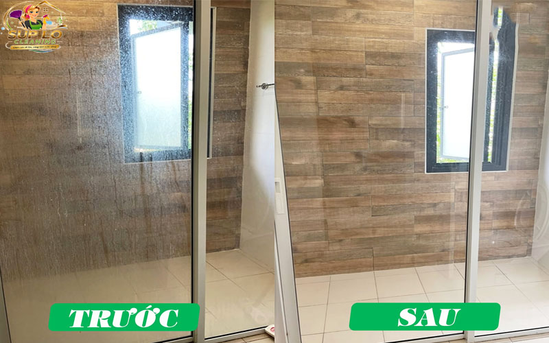 Kính trước và sau khi vệ sinh.