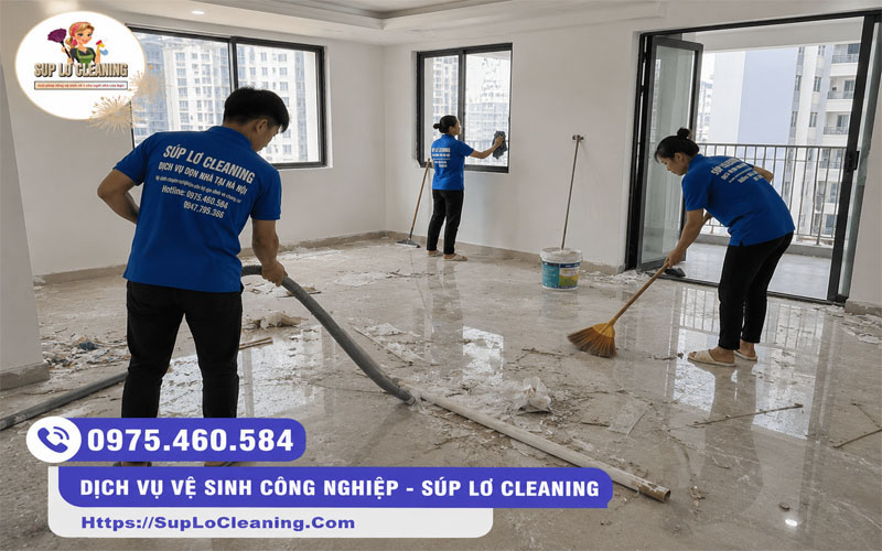 Dịch vụ vệ sinh công nghiệp chuyên nghiệp giúp xử lý sạch sẽ mọi vết bẩn sau thi công