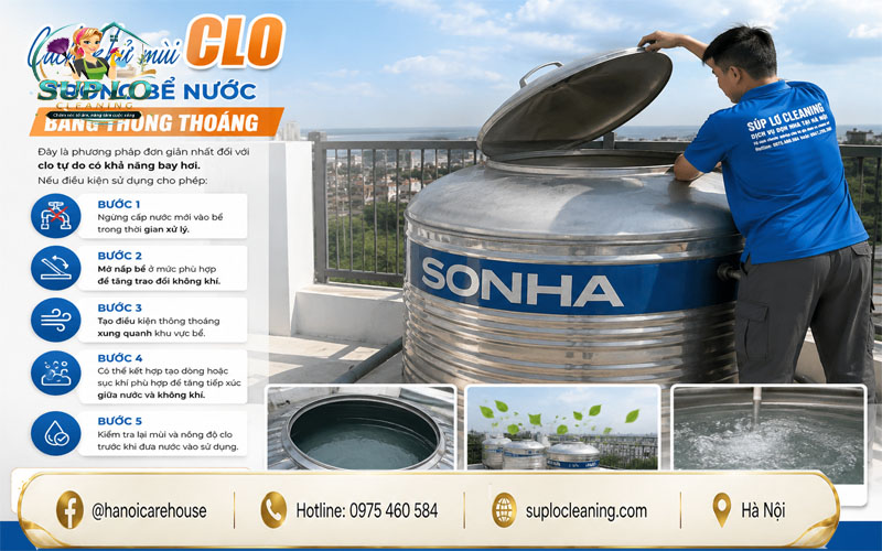 Cách khử mùi clo trong bể nước bằng phương pháp thông thoáng