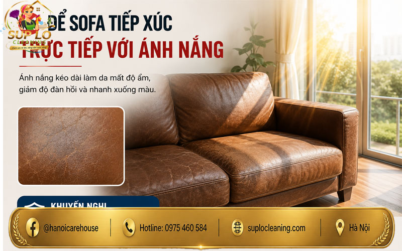 Sofa tiếp xúc trực tiếp với ánh nắng làm giảm độ đàn hồi và nhanh xuống màu