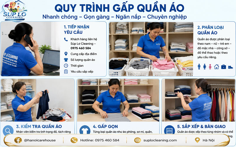Các bước gấp và phân loại quần áo tại nhà