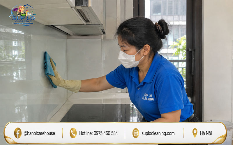 Làm sạch khu vực bếp sau sửa chữa