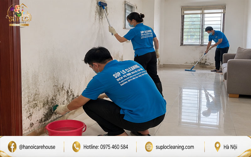 Đội ngũ Súp Lơ Cleaning cẩn thận vệ sinh từng mảng ố bẩn, trả lại không gian sạch thoáng