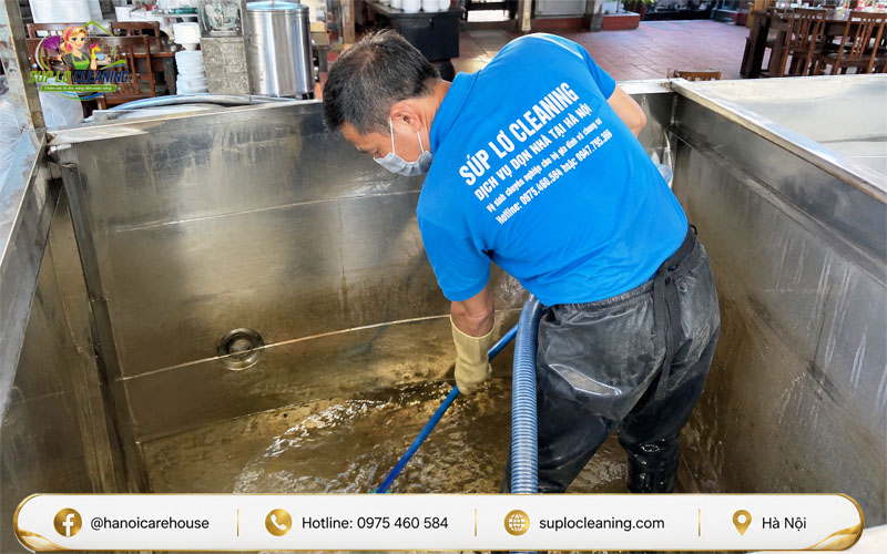 Làm sạch bể chứa nước nhà hàng tại Hoàng Mai